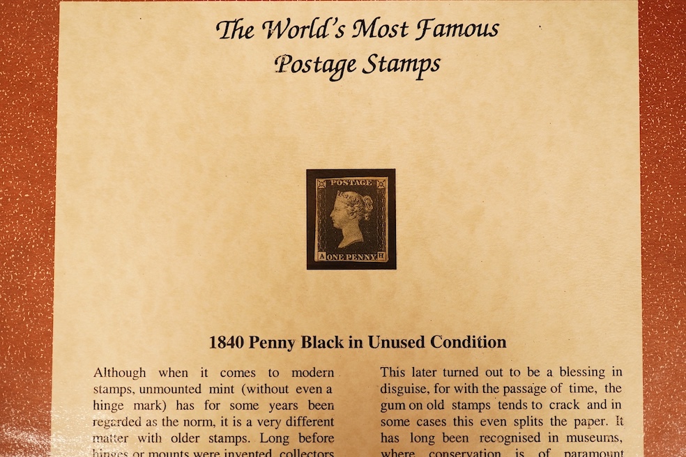 1840 Penny Black in unused condition in Westminster Collection case with certificate